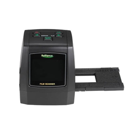 14 megapixel film negative and slide scanner with 2.4-inch LCD screen on a desk.
