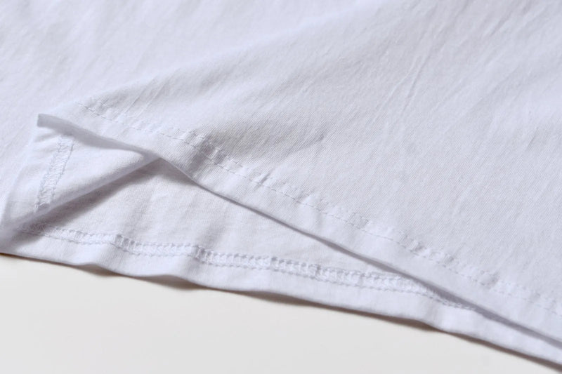 Cotton T-shirt round neck overalls pullover in loose summer style with short sleeves, suitable for teenagers, available in sizes S, M, L, XL, XXL, 3XL, and 4XL, colour option in white with manual measurement variance of 2-3cm