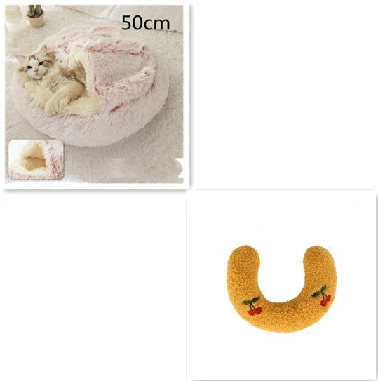 Cozy All-in-One Pet Bed in various colors and sizes, providing a plush and comfortable retreat for cats and dogs
