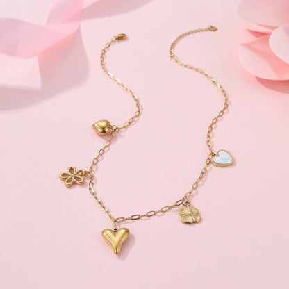 Stainless steel necklace with a geometric sun pendant on an adjustable chain.