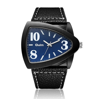 Men's casual wristwatch with a triangular link metal belt and a 9mm thick case