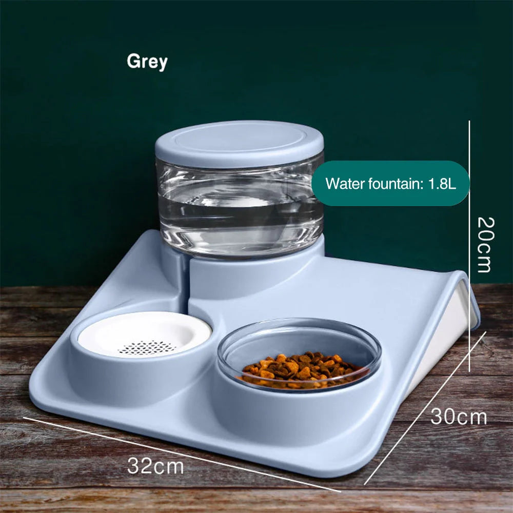 Automatic Feeder Water Fountain for pets with 1.8L capacity and non-plug-in design