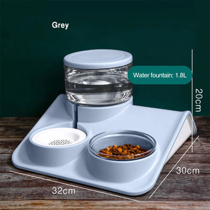 Automatic Feeder Water Fountain for pets with 1.8L capacity and non-plug-in design