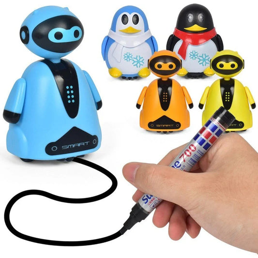 Drawn Line Magic Pet Toy Robot Pen with optical sensor following black line