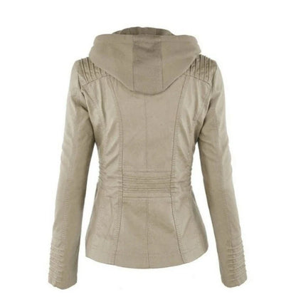 Stylish Detachable Hooded Jacket with Pockets - Casual Autumn/Winter Coat for Women in Various Colors