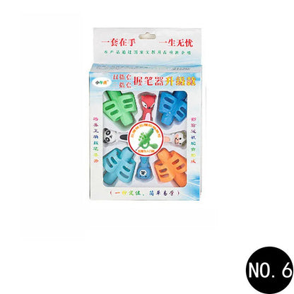 Cartoon-designed soft rubber pen holder for children to correct writing posture