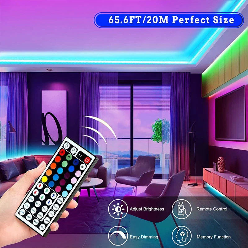 Versatile RGB LED strip lights for customizable home decor and ambient lighting