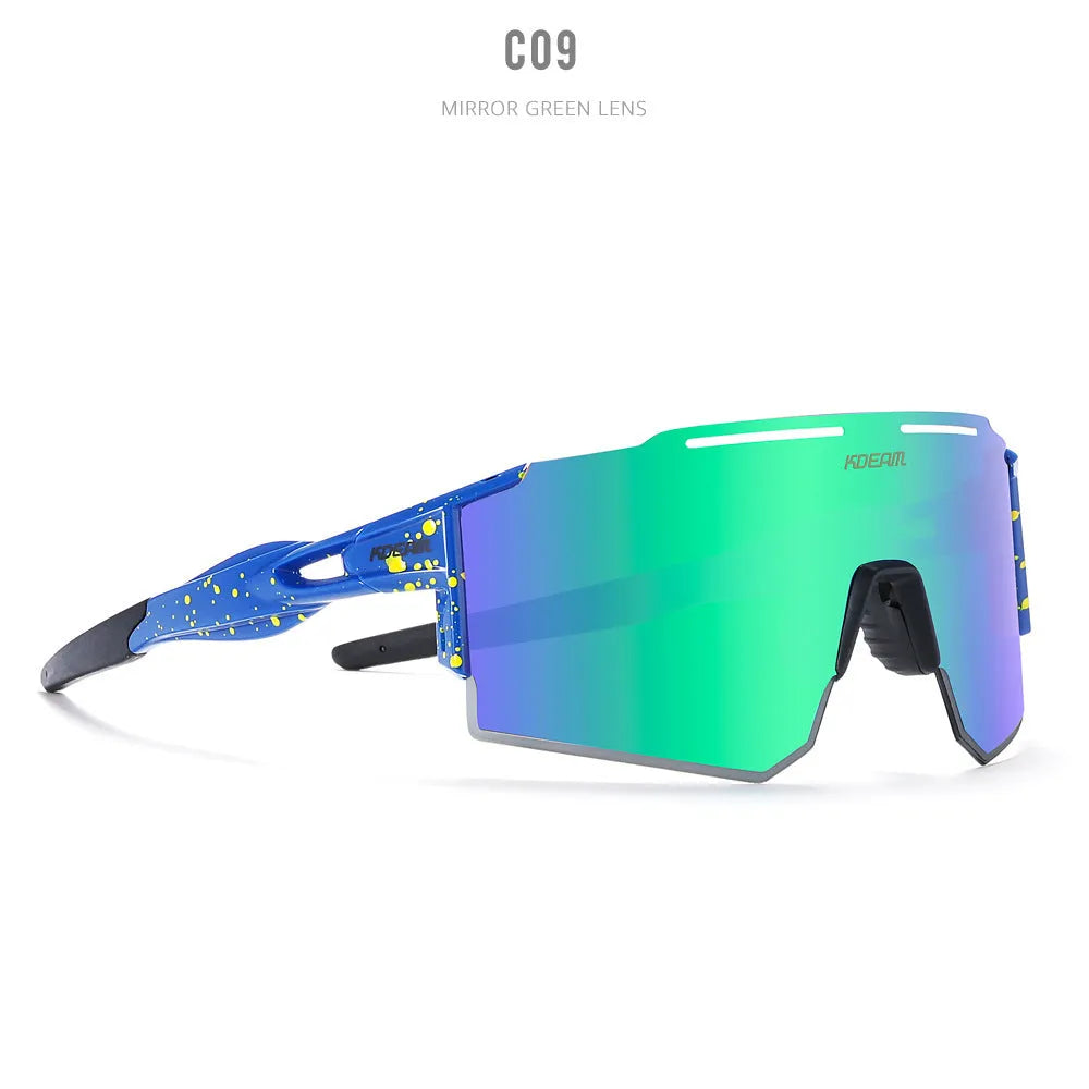 Polarised cycling sunglasses with frameless TR90 lightweight frame in sports design for athletic activities