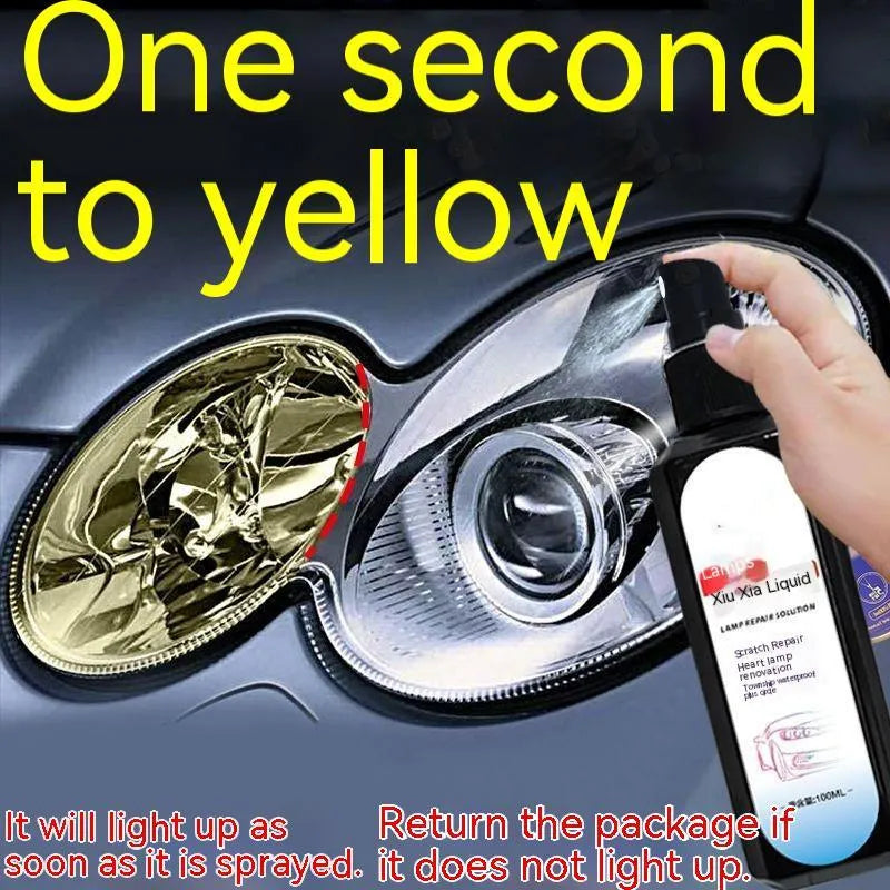 100ml bottle of clear car headlight restoration liquid for plastic lens cleaning.