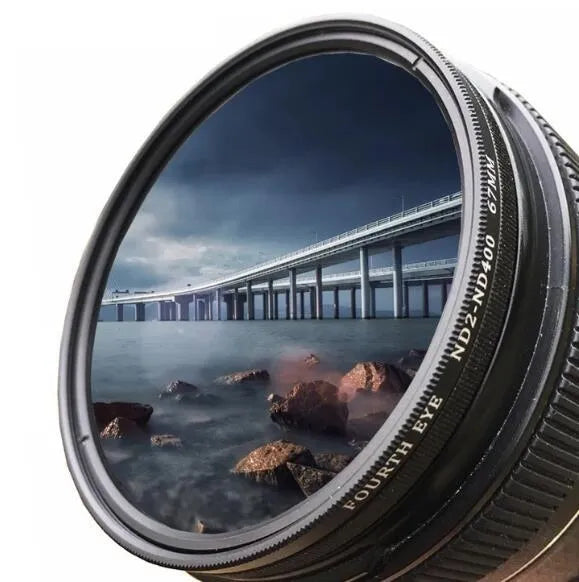 Adjustable camera ND filter set with diameters from 37mm to 95mm for light reduction