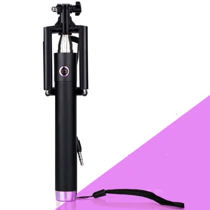 Telescopic aluminium alloy self-timer rod with line control mechanism