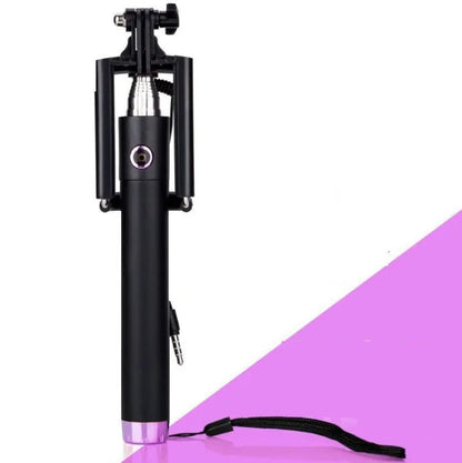 Telescopic aluminium alloy self-timer rod with line control mechanism