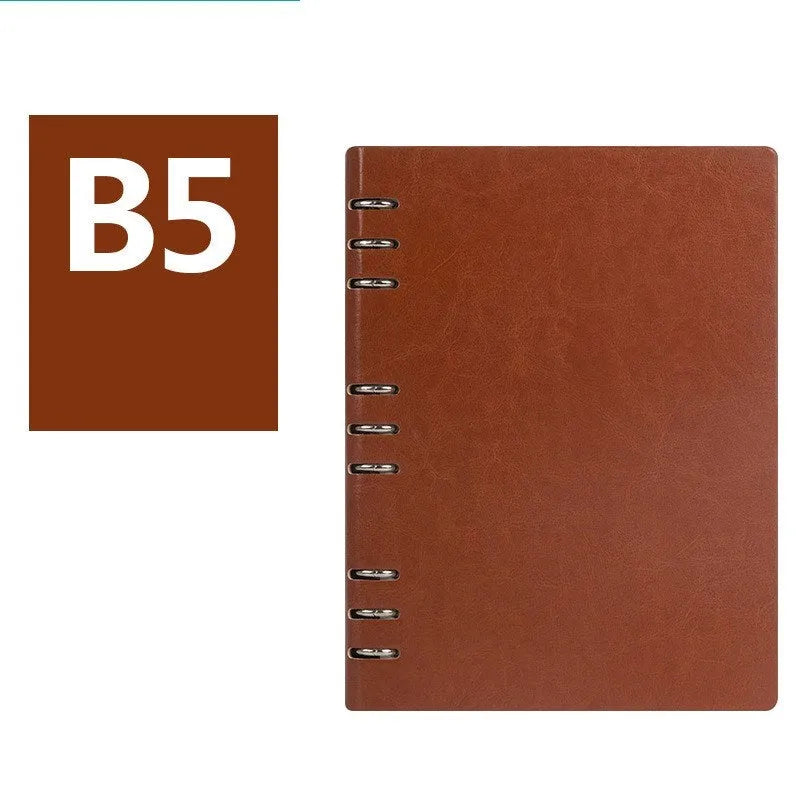Loose-leaf business notebook with imitation leather cover in multiple colour options