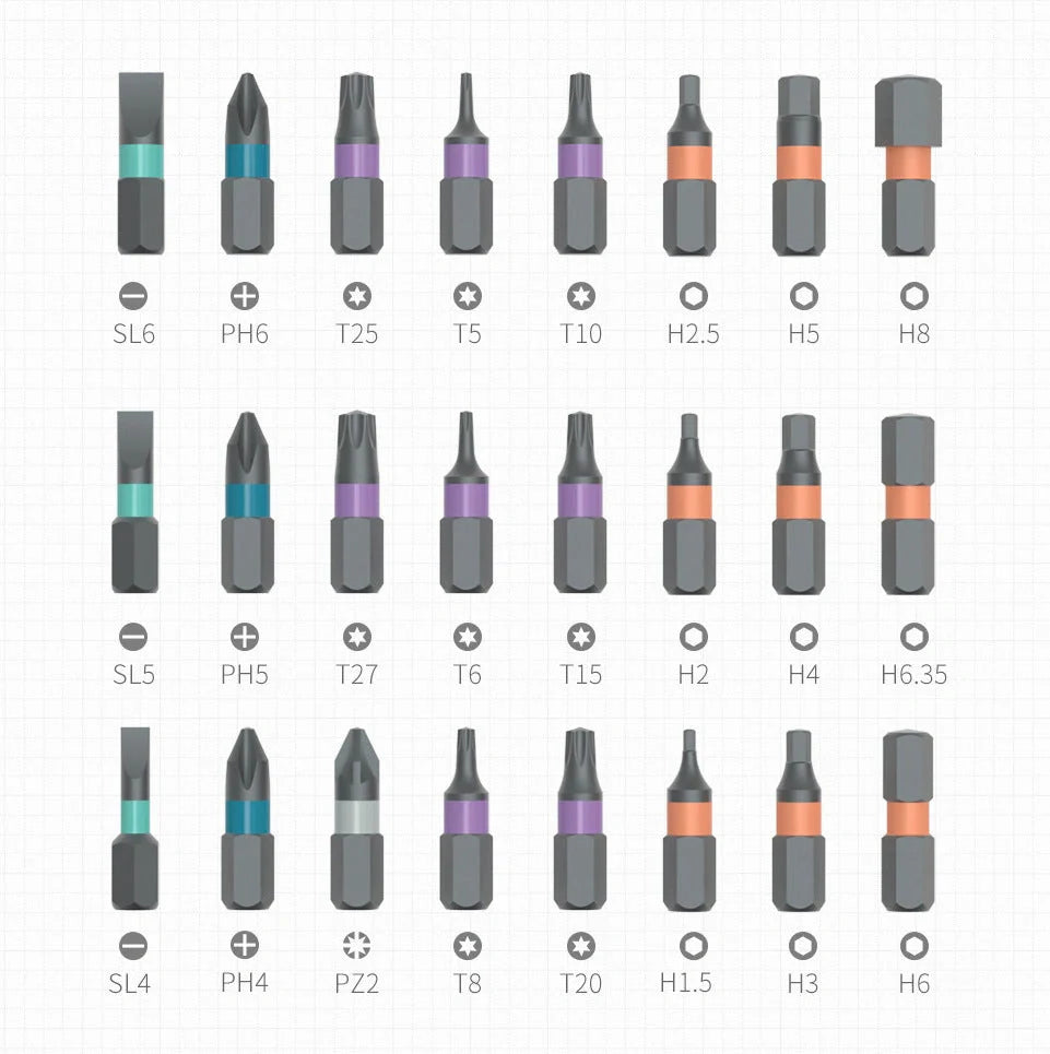 24-in-1 Ratchet Screwdriver Set with S2 alloy steel bits and ergonomic handle