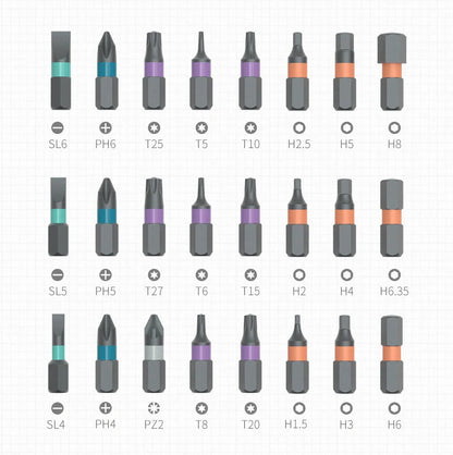 24-in-1 Ratchet Screwdriver Set with S2 alloy steel bits and ergonomic handle
