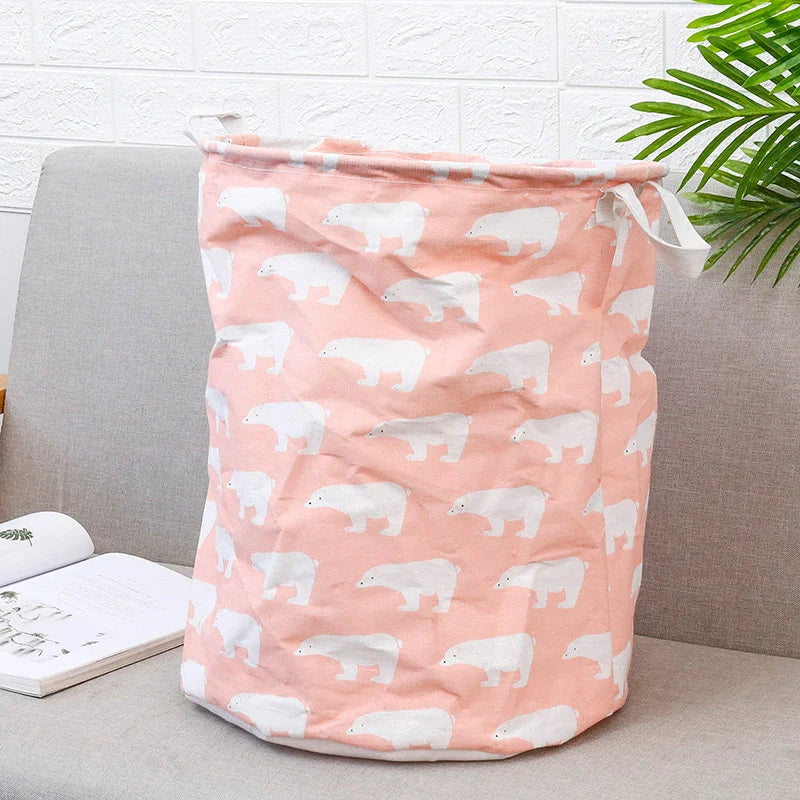 European style cotton linen laundry basket with various designs for home organisation