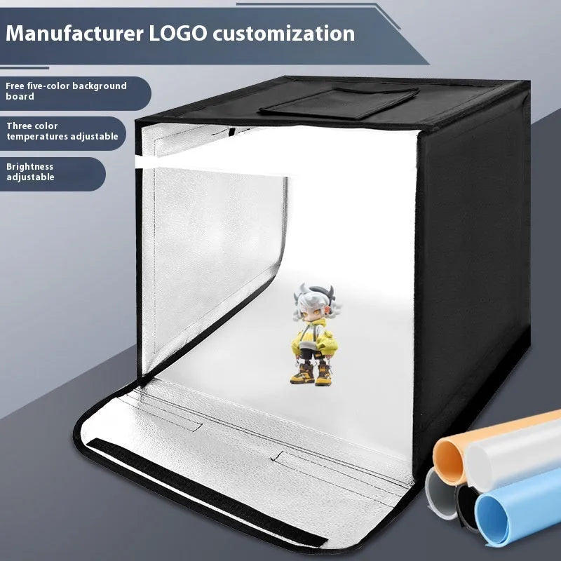 50cm studio light box with metal frame and folding three-colour temperature lighting for product photography
