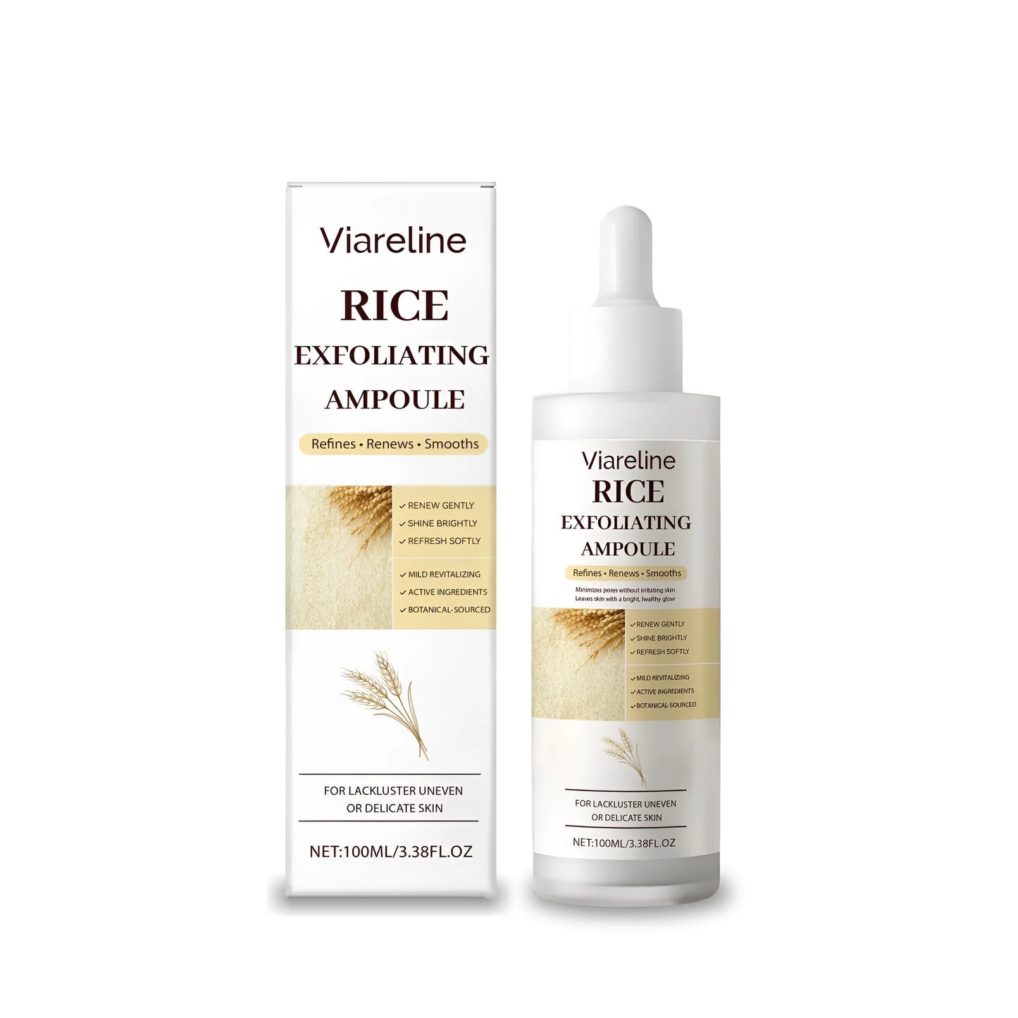 100ml rice exfoliating liquid bottle with rice extract and salicylic acid for facial skincare