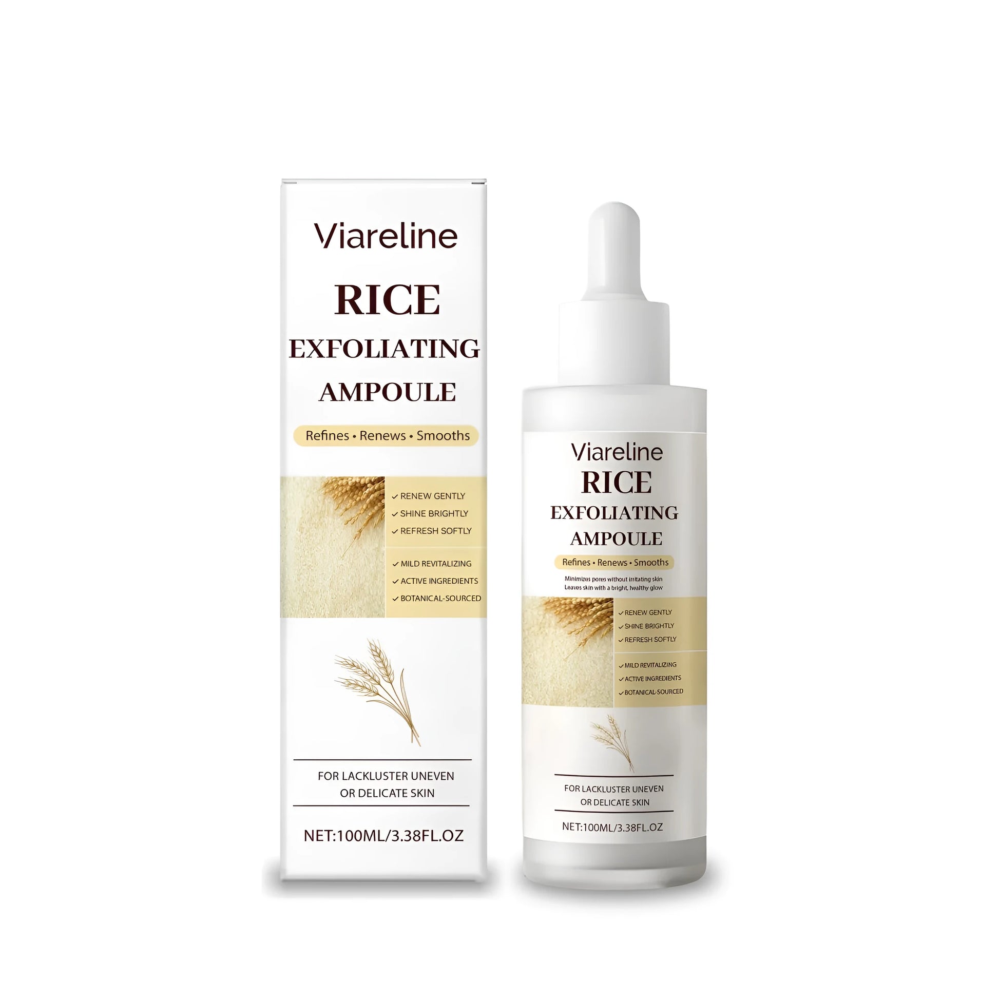 100ml rice exfoliating liquid bottle with rice extract and salicylic acid for facial skincare