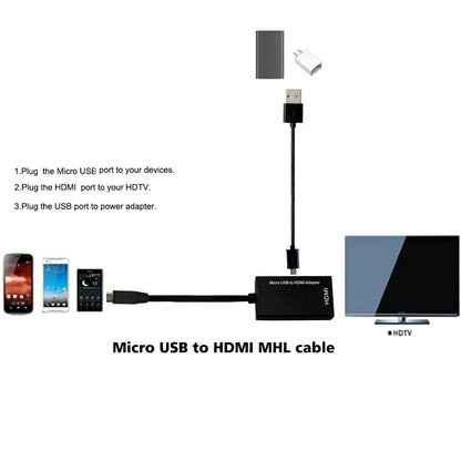 Black HD to HDMI adapter cable with gold connectors for connecting mobile devices to televisions