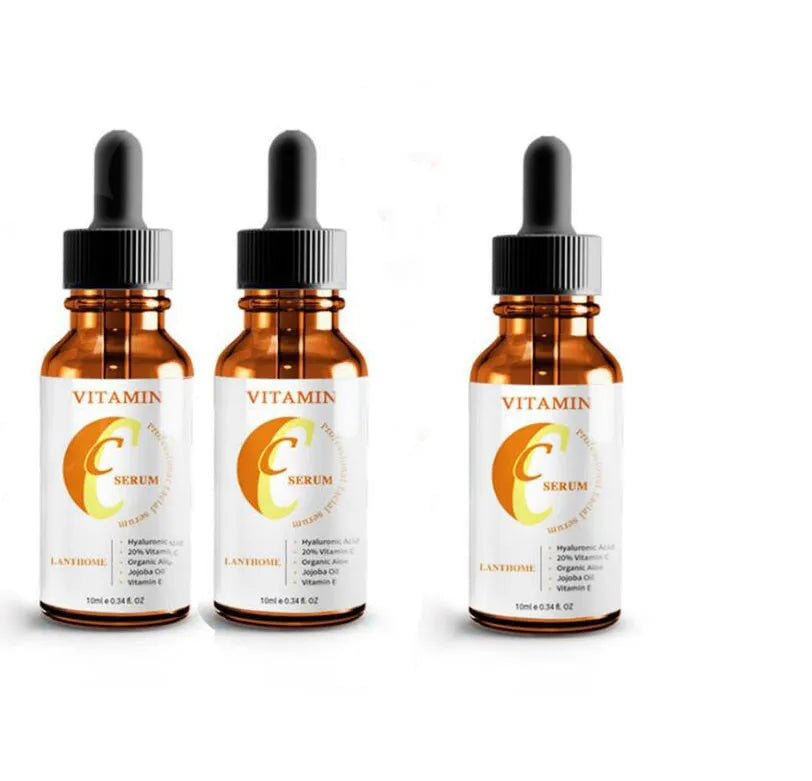 Bottle of Vitamin C Hyaluronic Acid facial serum for skin brightening and moisturising