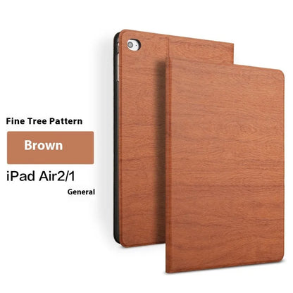 Black imitation leather protective sleep bracket cover for iPad cases shown beside sapphire blue version