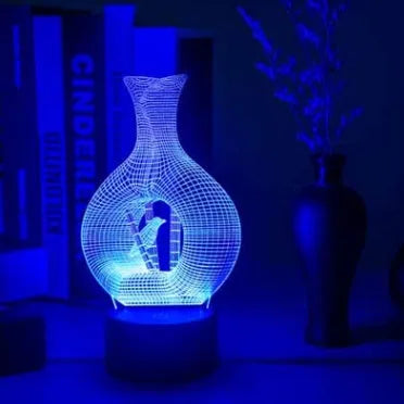 Creative 3D LED night light with acrylic plate, ABS base, and 7 colour change modes
