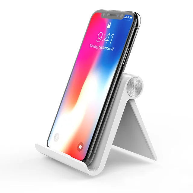 UGREEN LP106 adjustable lazy bracket phone holder in black, blue, or white, gripping a smartphone.