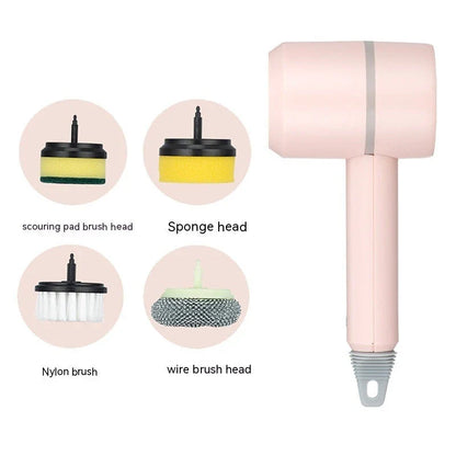 Powerful cordless electric cleaning brushes with interchangeable brush heads for versatile kitchen and bathroom cleaning