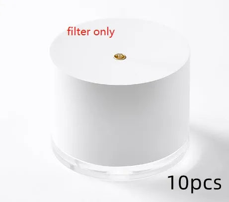 White portable ultrasonic humidifier with LED light and USB charging port on a wooden surface.