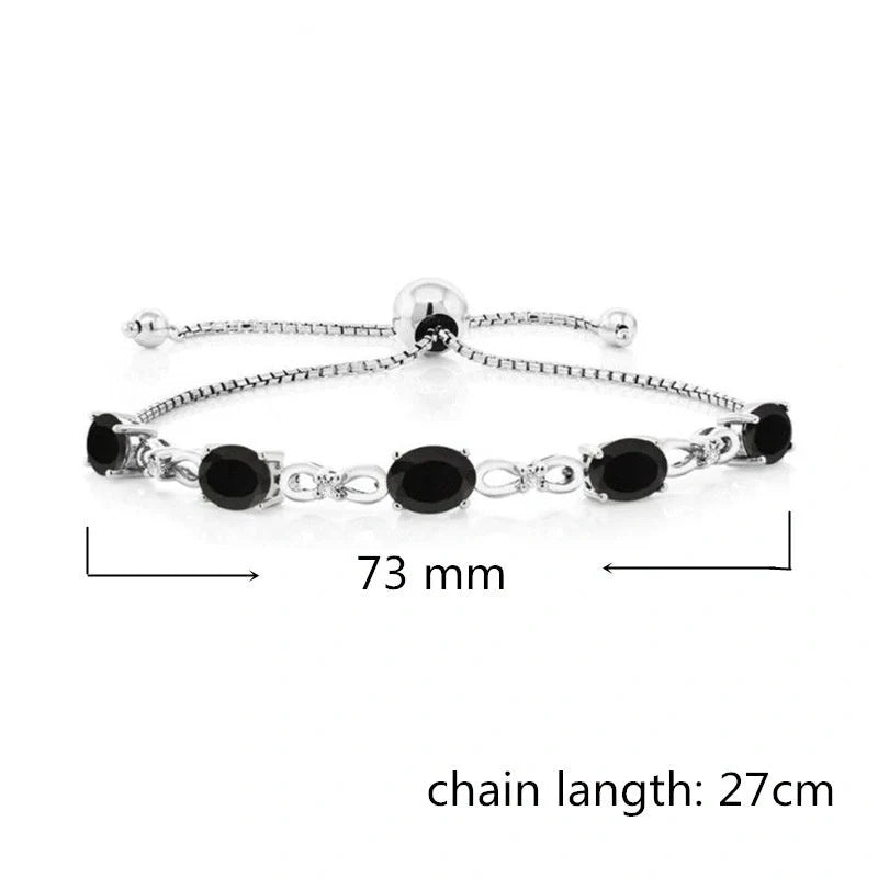 Elegant black bracelet with zircon stones, a timeless British accessory