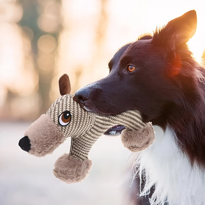 Plush squeaky dog toy in monkey or puppy design for medium large dogs