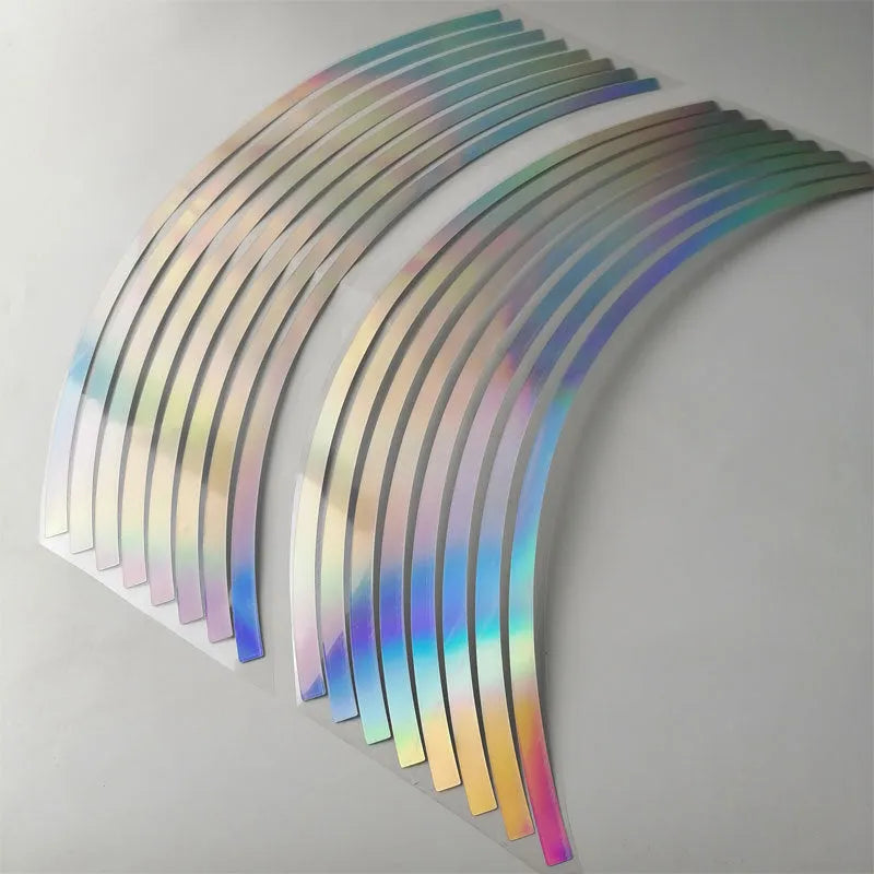 Waterproof laser reflective wheel hub stickers for cars and motorcycles in PET material