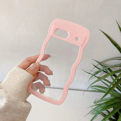 Two-in-one wave shell transparent phone case with PC colour hem for Google Pixel models