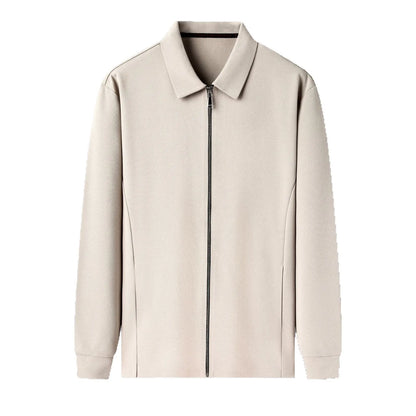 Men's straight hem jacket in black, dark grey, or apricot with regular sleeves and business-casual styling