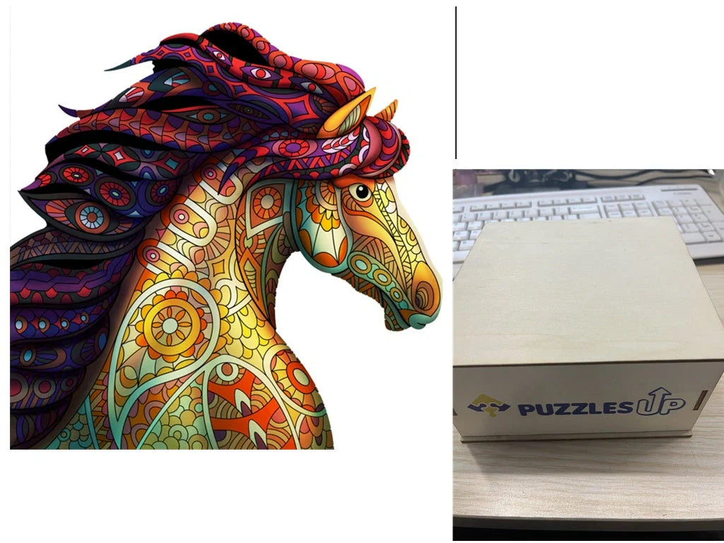 Animal Puzzle Set in A3 size with wooden storage box, vibrant animal designs for educational fun