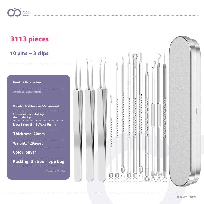 Four metal acne needles with ultra fine pointed tips for precise spot treatment skincare