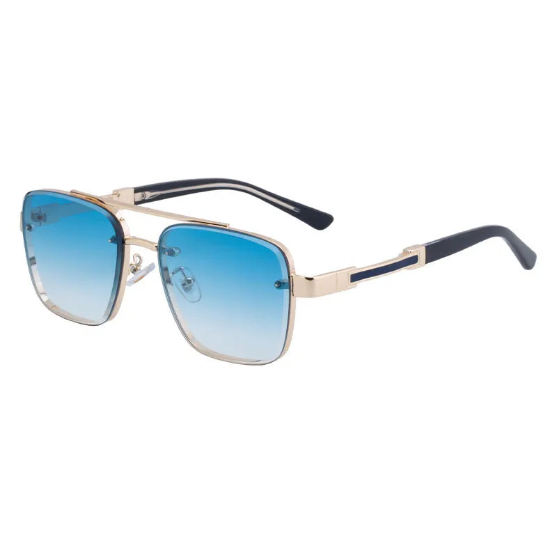 Men's vintage style sunglasses with UV protection in gold double gray colour option