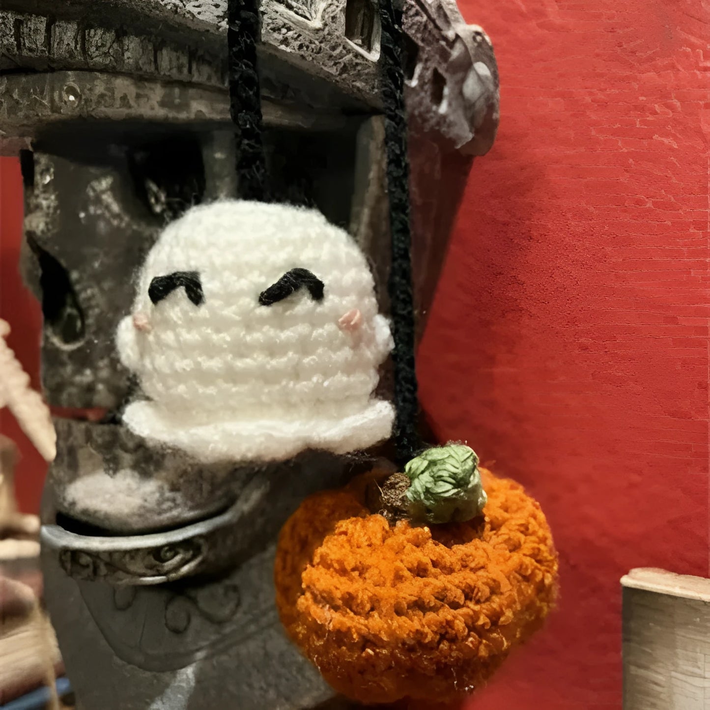 Plush hand-woven car hanging ornament with Halloween cartoon character design