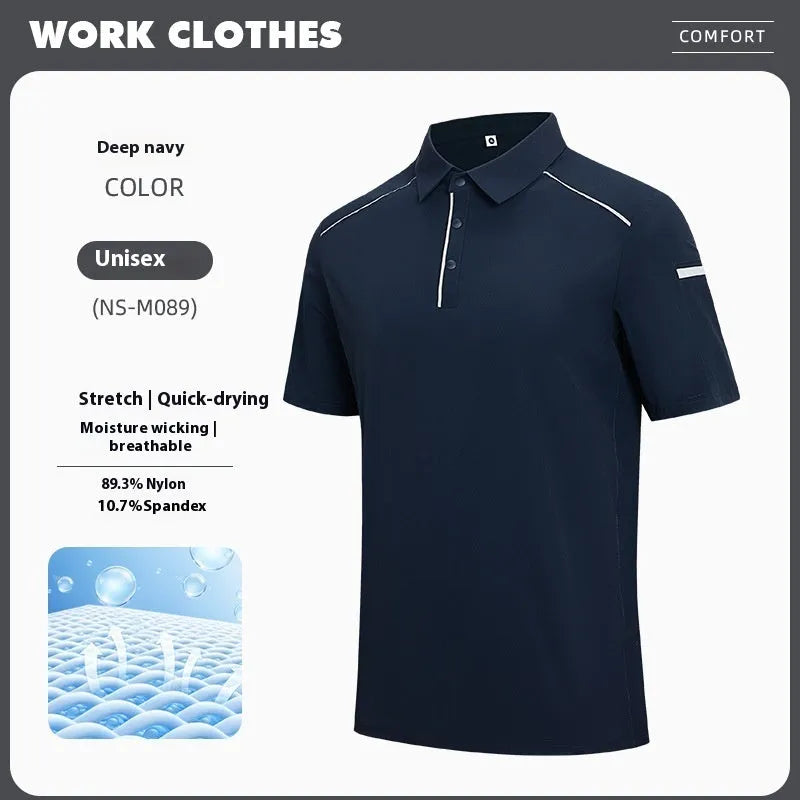 Quick-drying breathable polo shirt in solid colour with short sleeves and regular fit