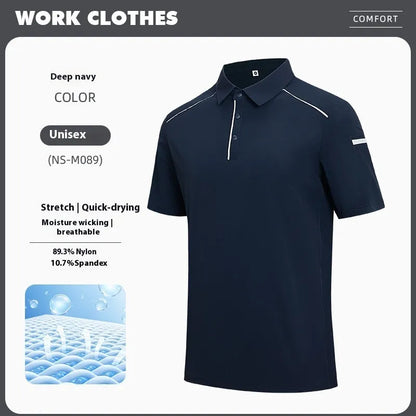 Quick-drying breathable polo shirt in solid colour with short sleeves and regular fit