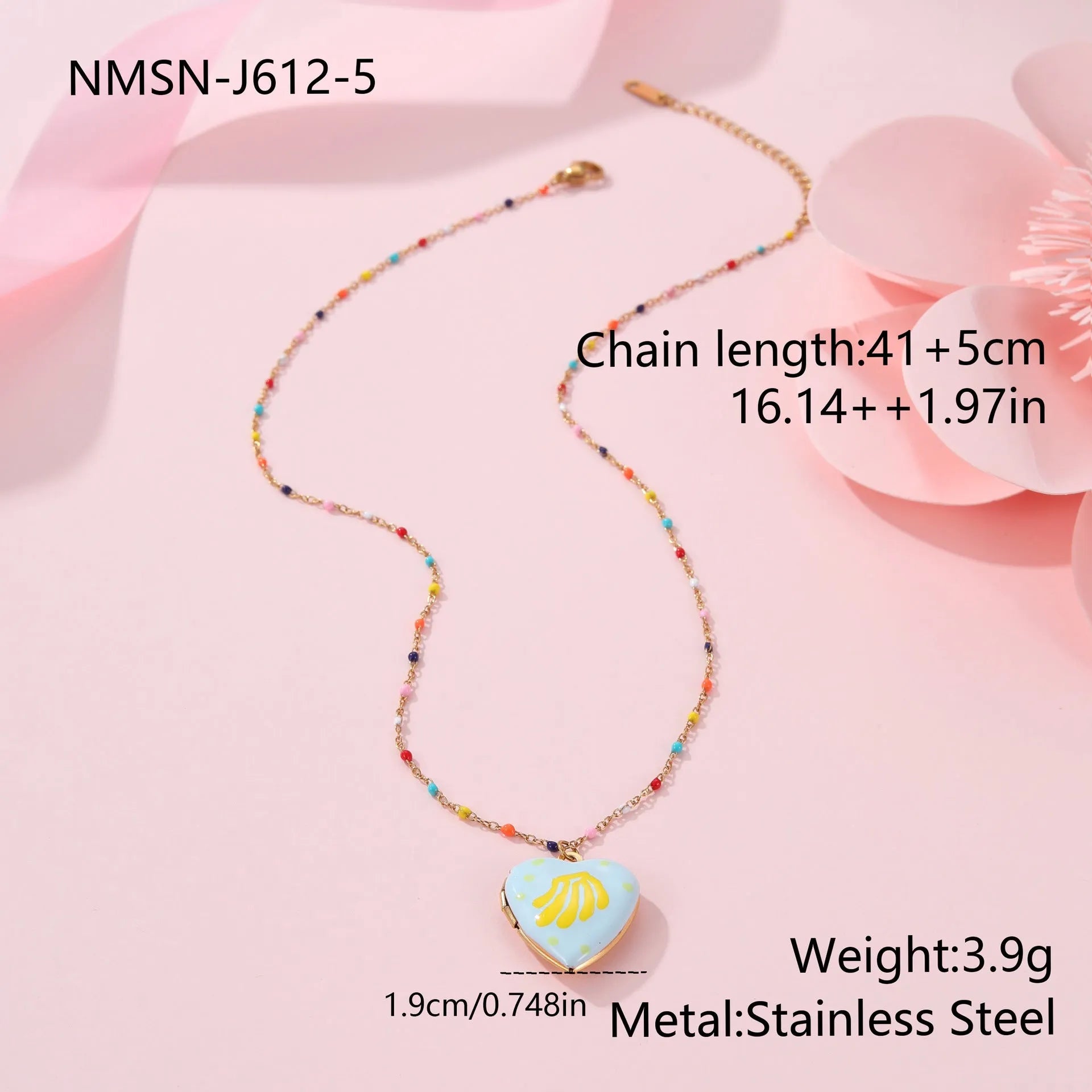 Stainless steel fruit pendant necklace with gold plating on adjustable 41-50cm chain