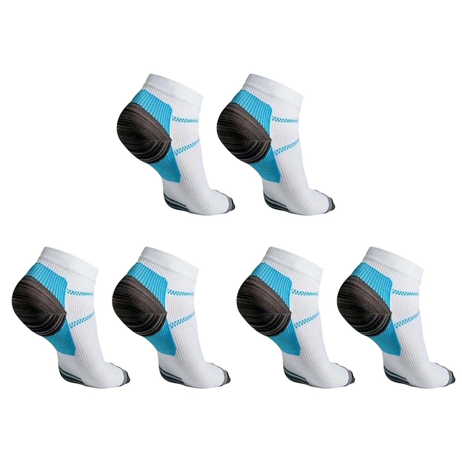 Compression socks designed to relieve plantar fasciitis and heel spur pain, featuring breathable and moisture-wicking materials for all-day comfort.