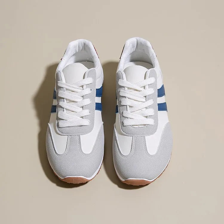 Blue and grey Cortez stripes leisure sports shoes with round toe and flat rubber soles