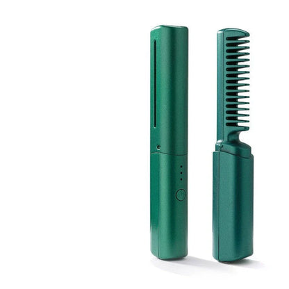 Cordless hair straightener and curler comb with fast heating and negative ion technology for salon-quality styling on the go