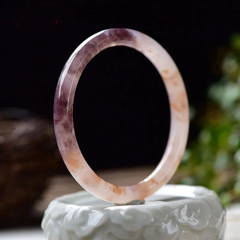 Violet quartz rock jade bracelet in geometric flat bar and round bar styles with size ranges from 54-64mm