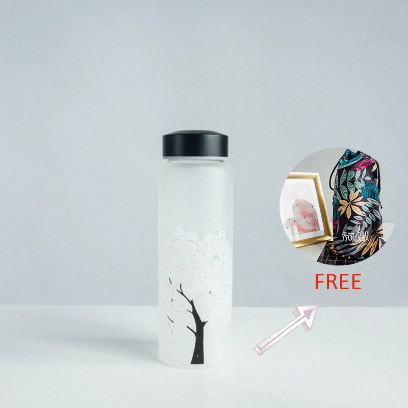 Colour changing glass water glass with high borosilicate body and food-grade lid