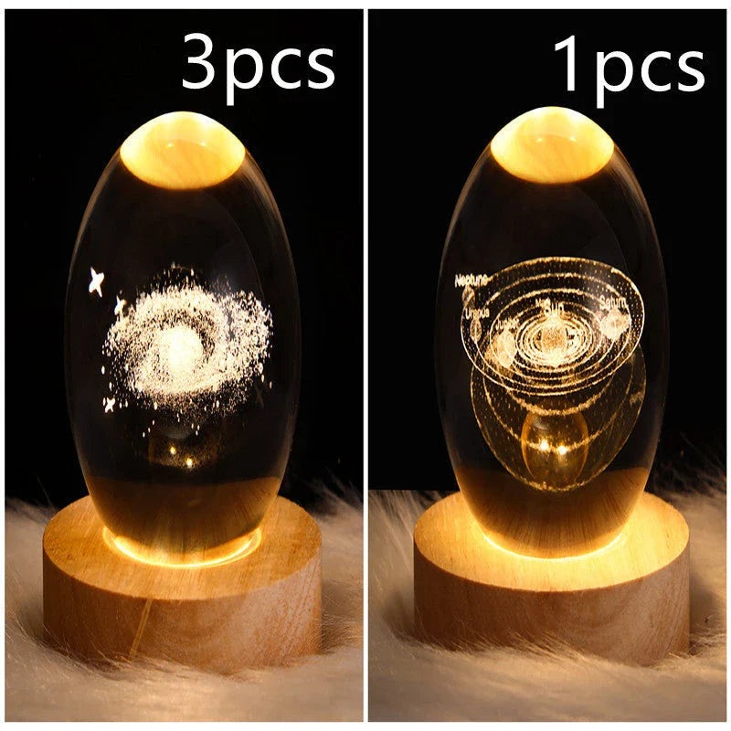 Enchanting galaxy crystal ball night light with 3D pattern, creating a mesmerizing celestial display for bedroom decor