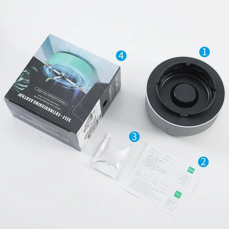 Sleek car ashtray with automatic air purifier that eliminates smoke and odors, keeping your vehicle fresh and clean.