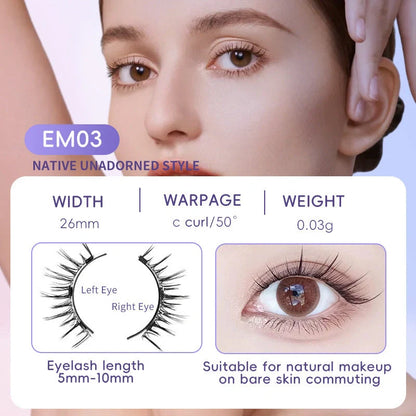 Luxurious magnetic suction false eyelashes in super soft mink hair for a natural look